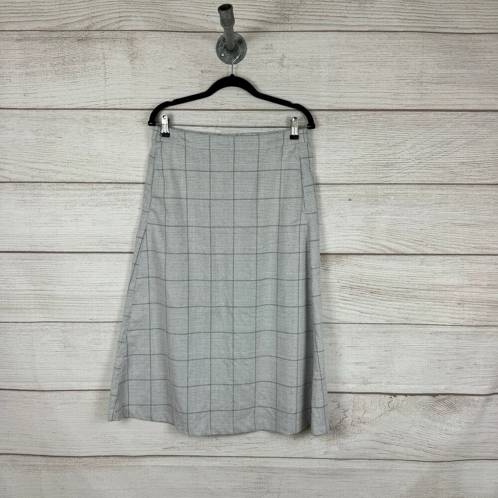 Giordano Women's Grey Dark Academia Plaid Fall Midi Skirt Size Large